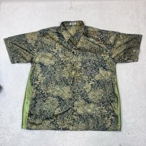 Vintage Thai Silk By Apple Men's Abstract Short Sleeve Button Up Shirt‎ XXXL
